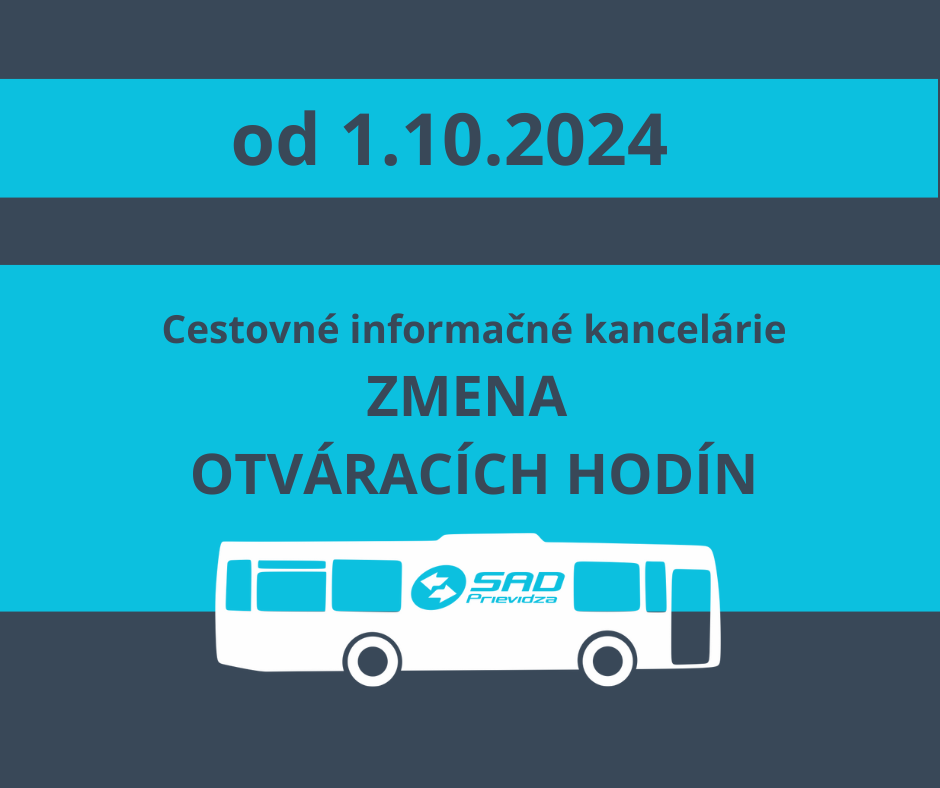 Od 1.10.2024 - Zmena otváracích hodín v cestovných informačných kanceláriách