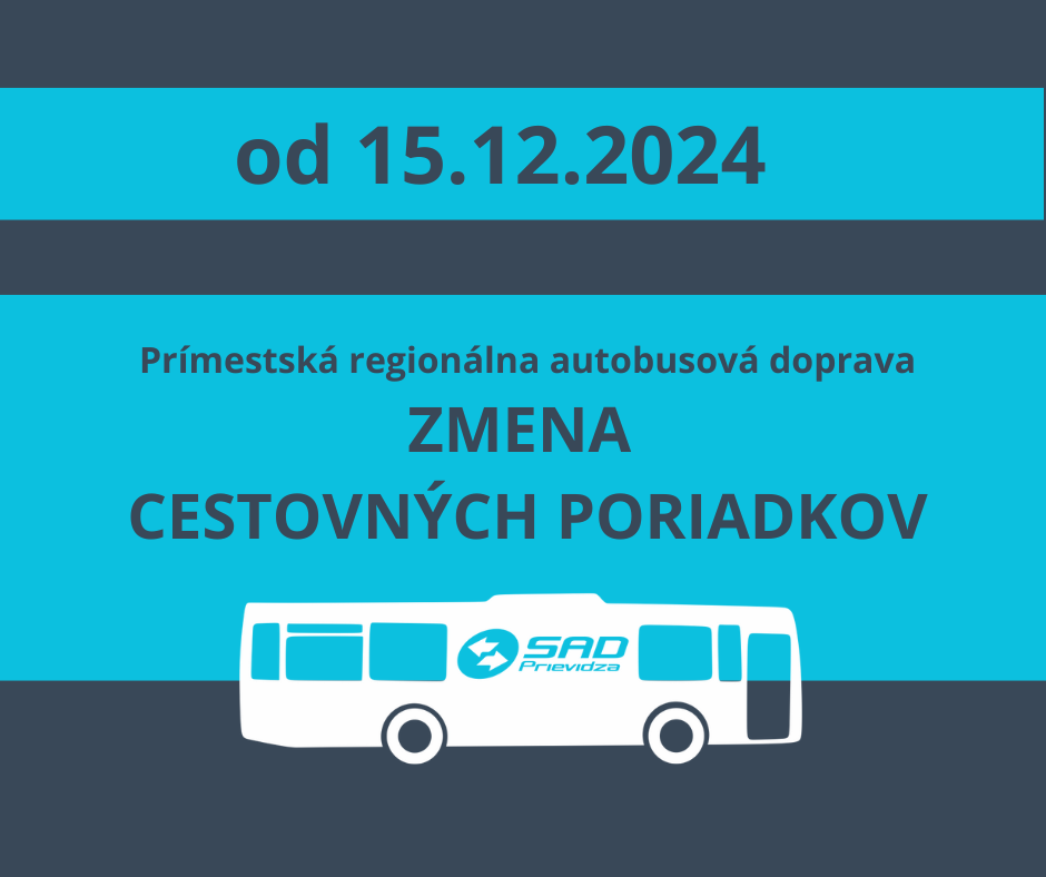 Od 15.12.2024 - zmena cestovných poriadkov v prímestskej doprave